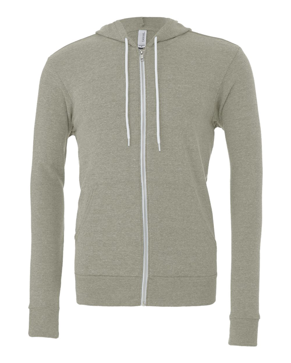 Unisex Sponge Fleece Full-Zip Hoodie - Front - B80406732 - Heather Stone