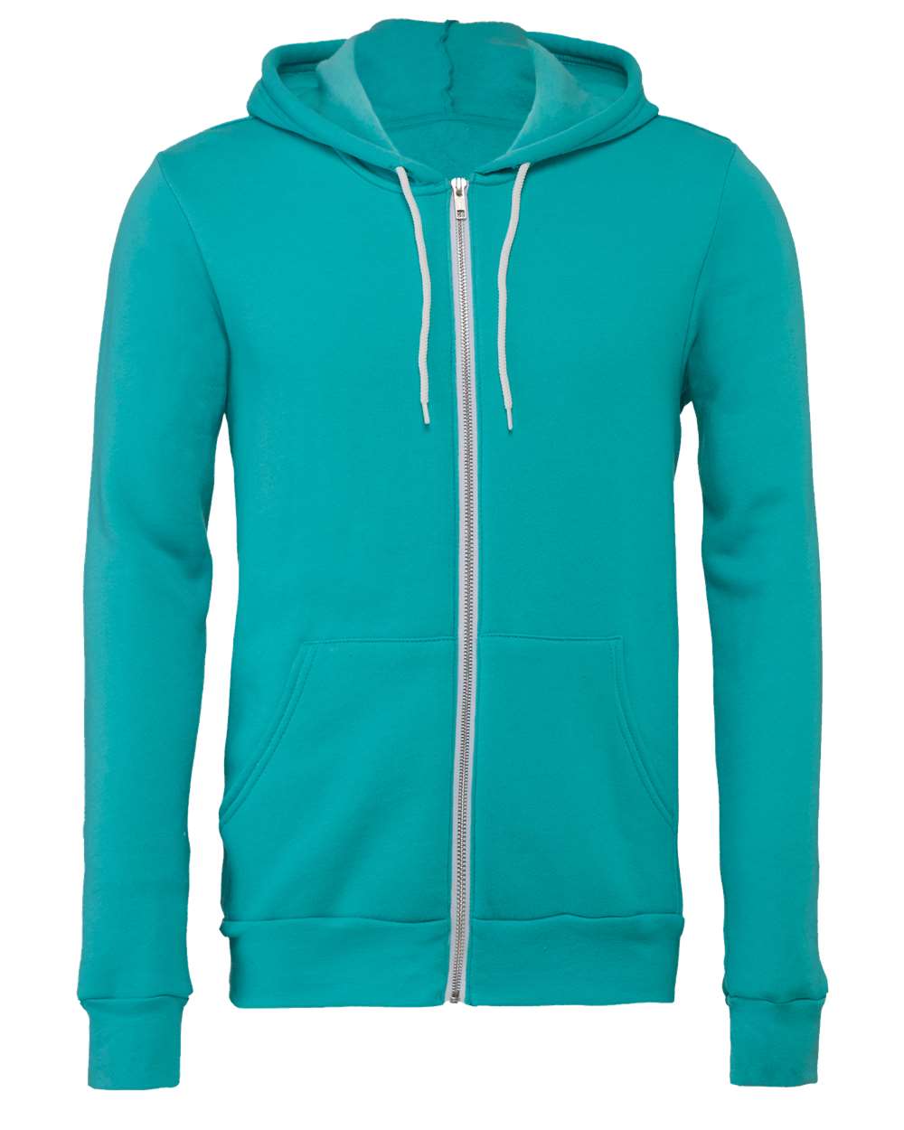 Unisex Sponge Fleece Full-Zip Hoodie - Front - B80406762 - Teal