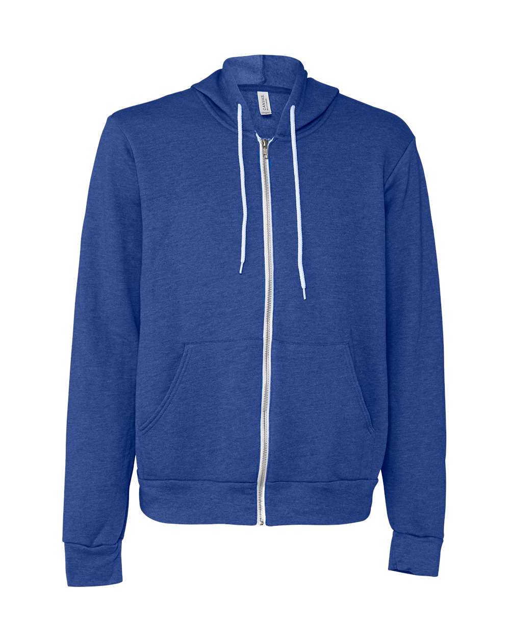 Unisex Sponge Fleece Full-Zip Hoodie - Front - B80406772 - Heather True Royal
