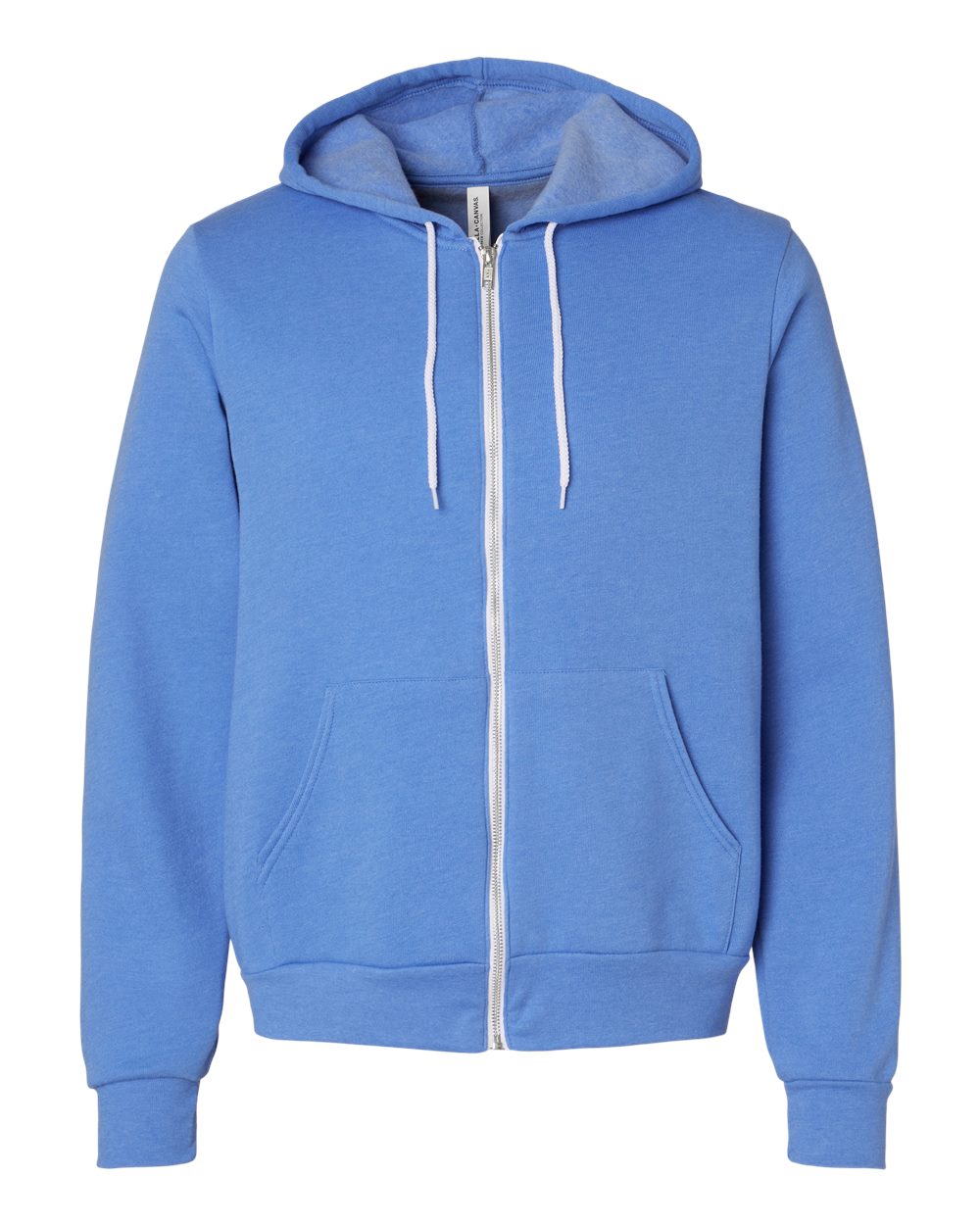 Unisex Sponge Fleece Full-Zip Hoodie - Front - B80406972 - Heather Columbia Blue