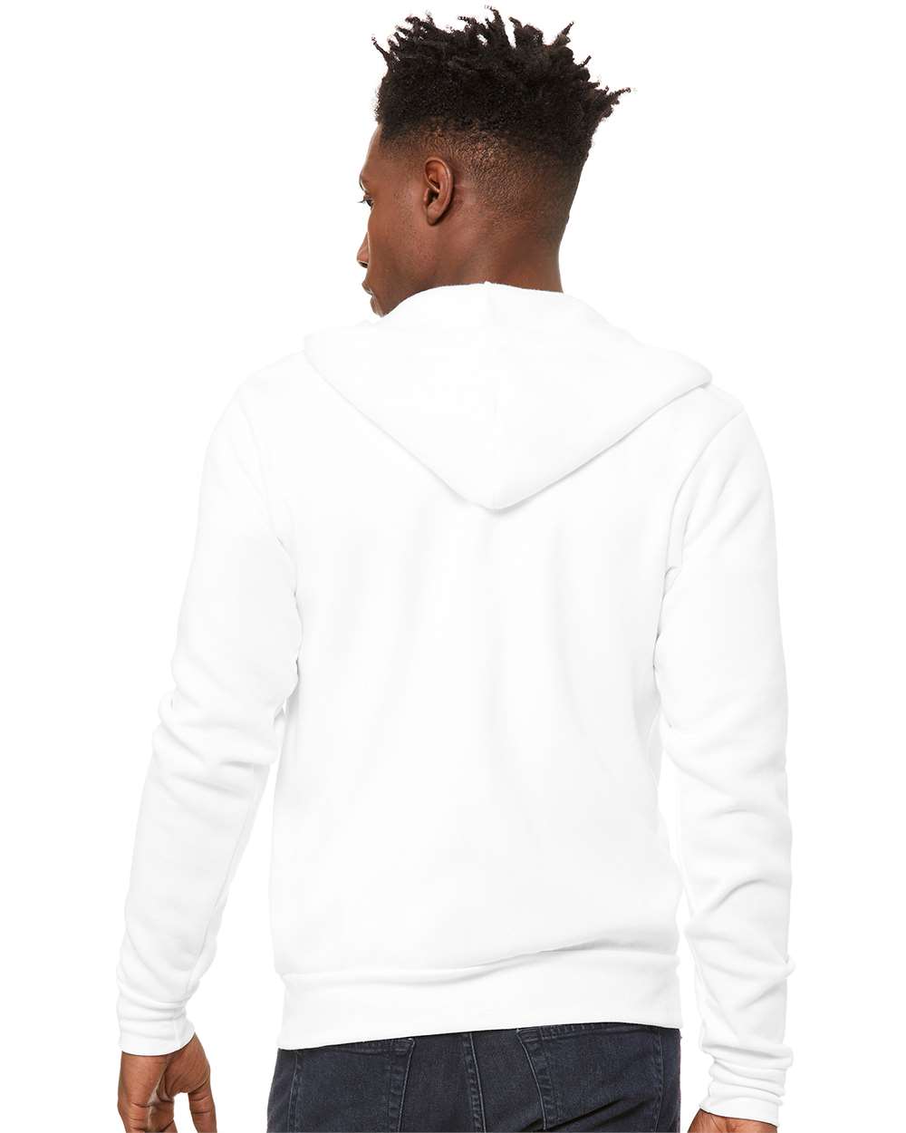 Unisex Sponge Fleece Full-Zip Hoodie - OnModelBack - B80406012 - DTG White