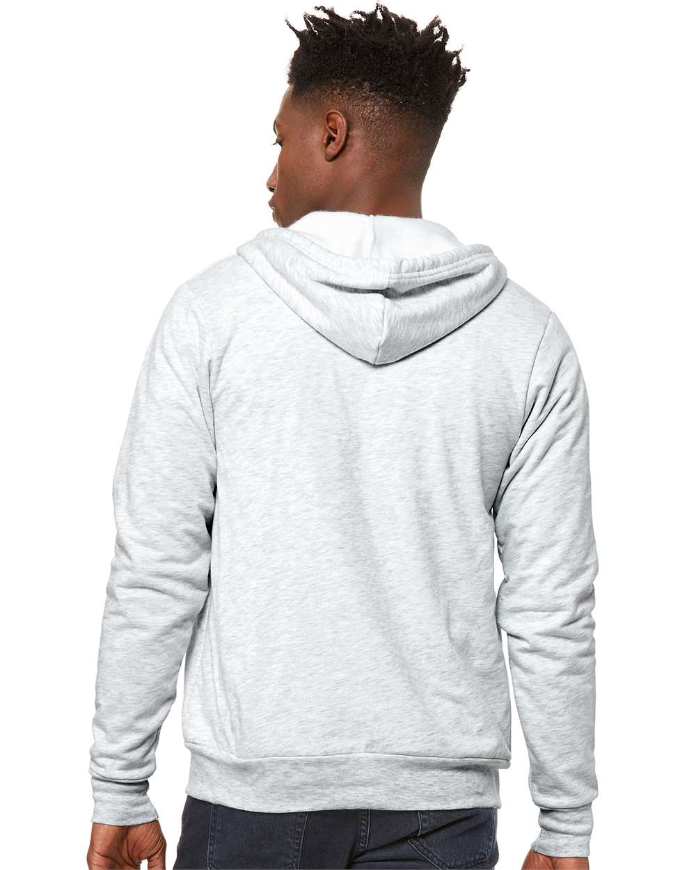 Unisex Sponge Fleece Full-Zip Hoodie - OnModelBack - B80406022 - Ash