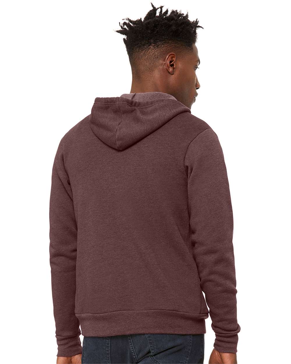 Unisex Sponge Fleece Full-Zip Hoodie - OnModelBack - B80406032 - Heather Maroon