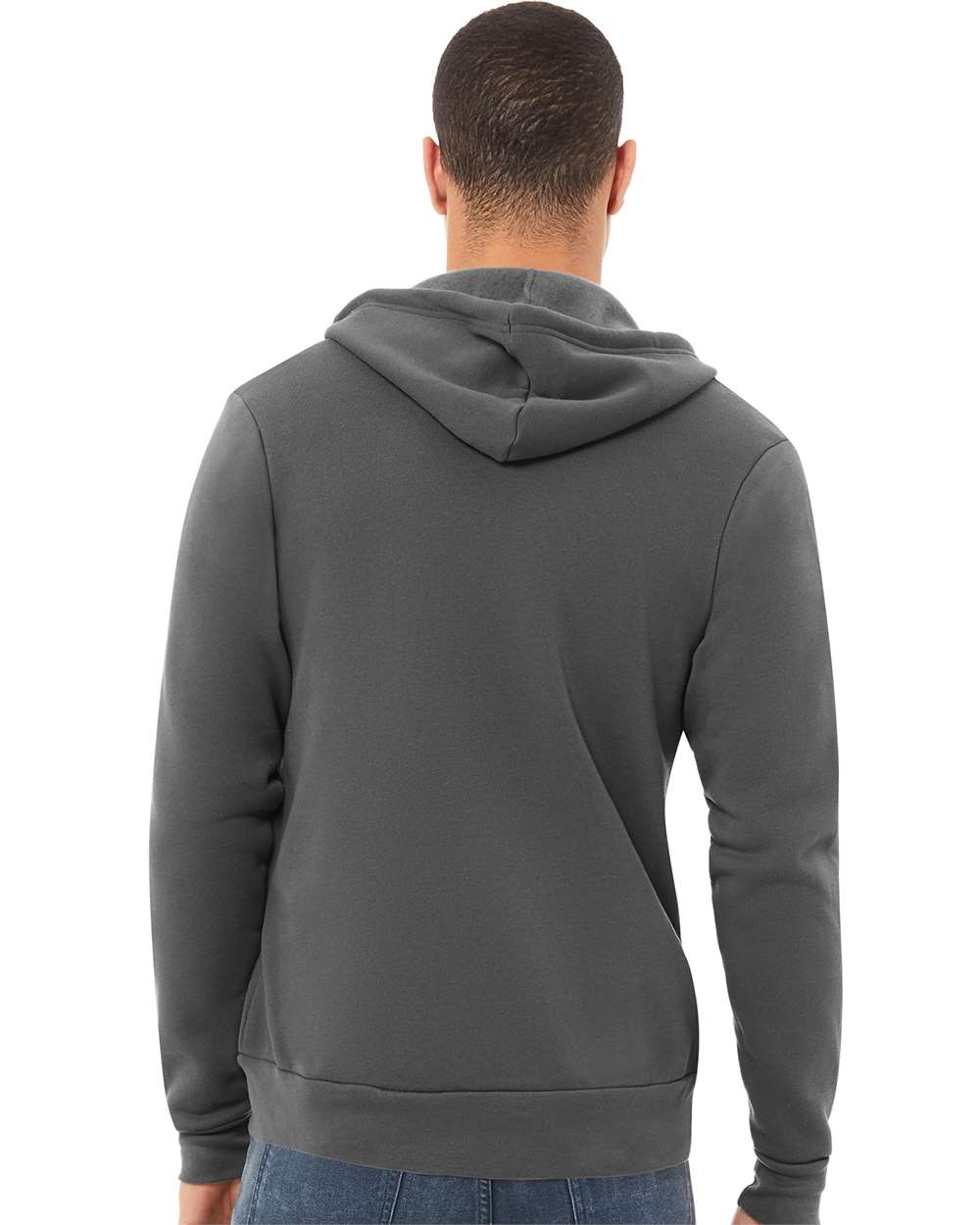 Unisex Sponge Fleece Full-Zip Hoodie - OnModelBack - B80406092 - Asphalt