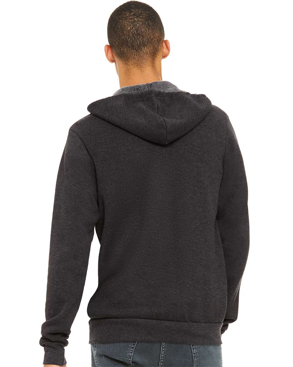 Unisex Sponge Fleece Full-Zip Hoodie - OnModelBack - B80406102 - Dark Grey Heather