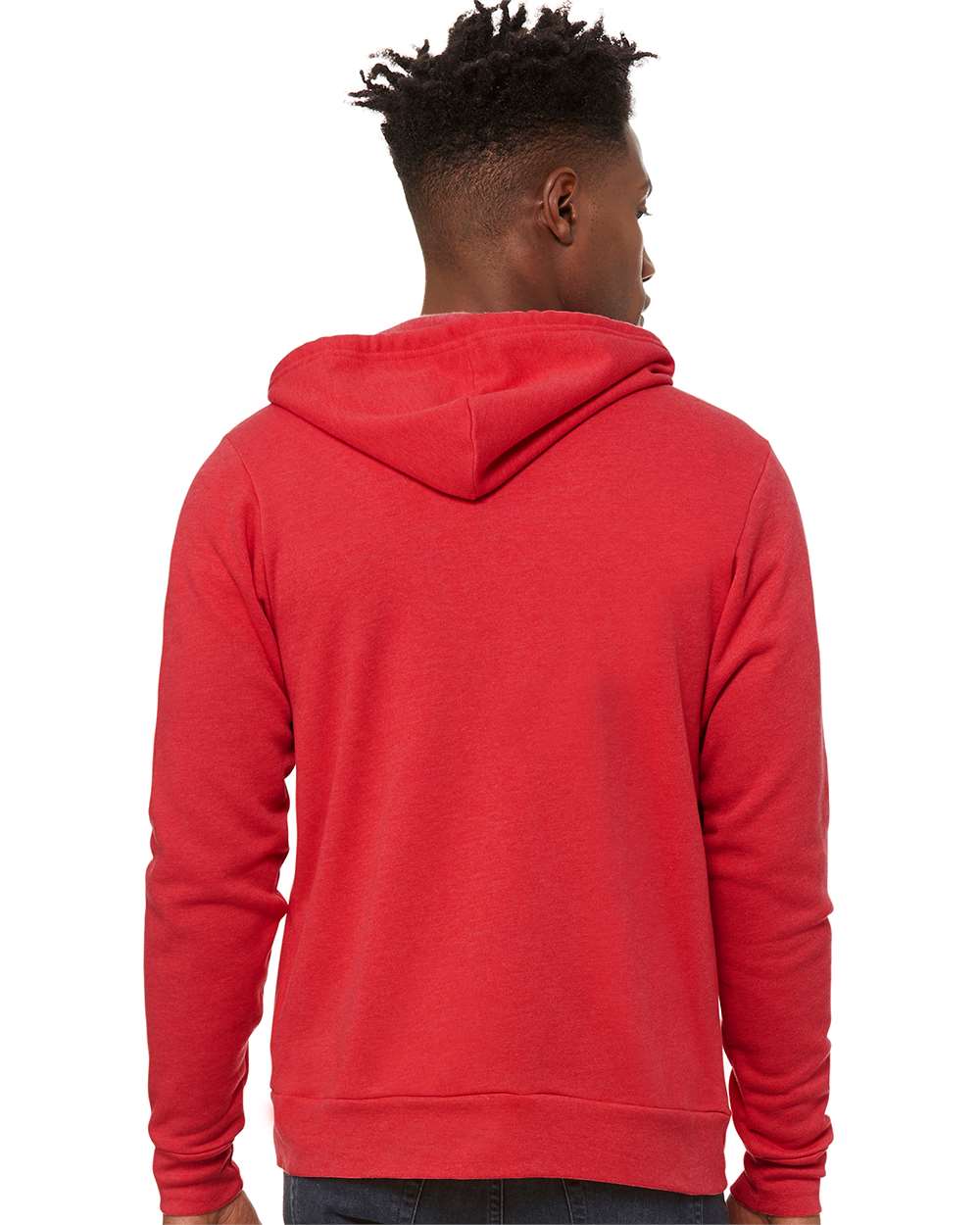 Unisex Sponge Fleece Full-Zip Hoodie - OnModelBack - B80406132 - Heather Red