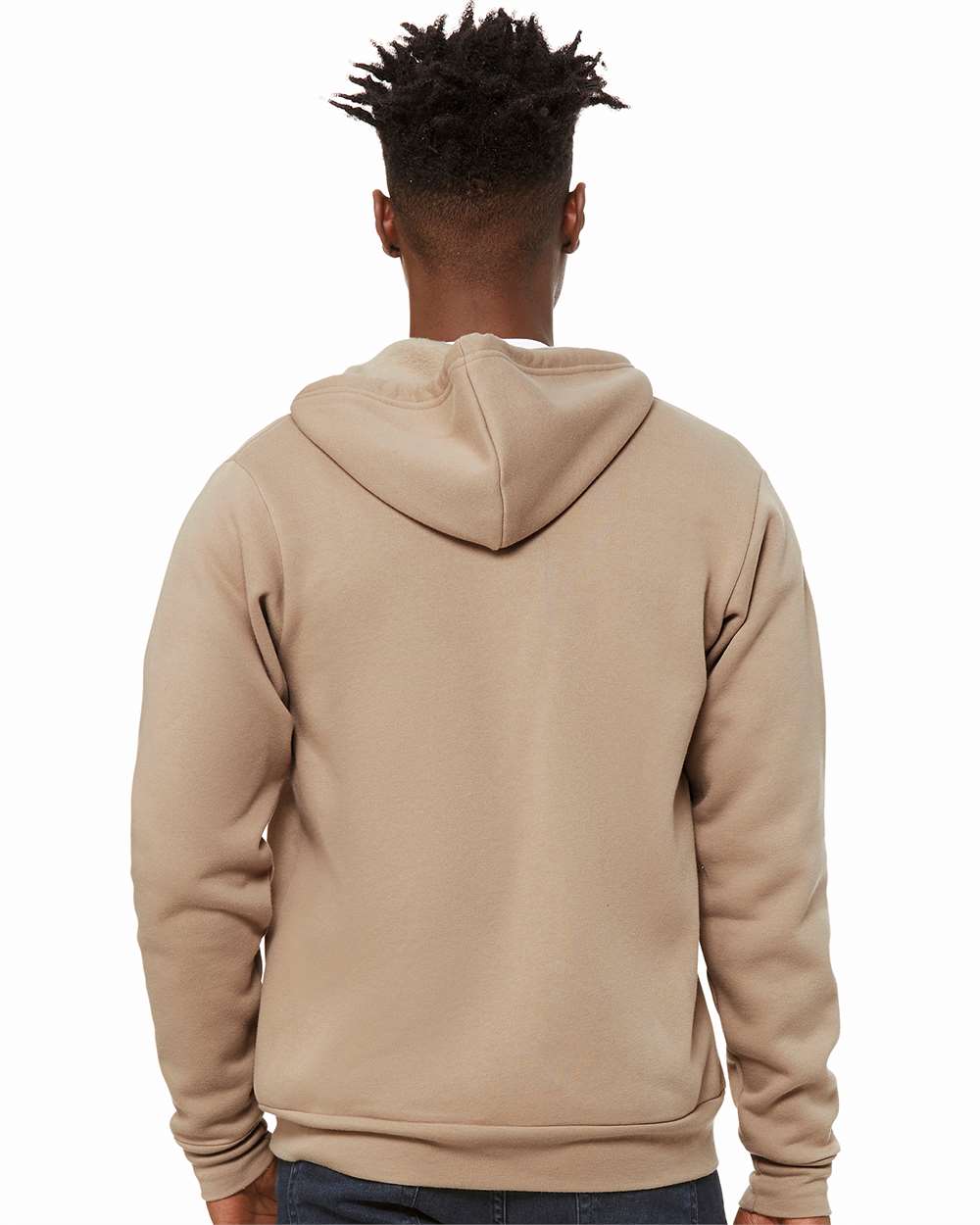 Unisex Sponge Fleece Full-Zip Hoodie - OnModelBack - B80406172 - Tan