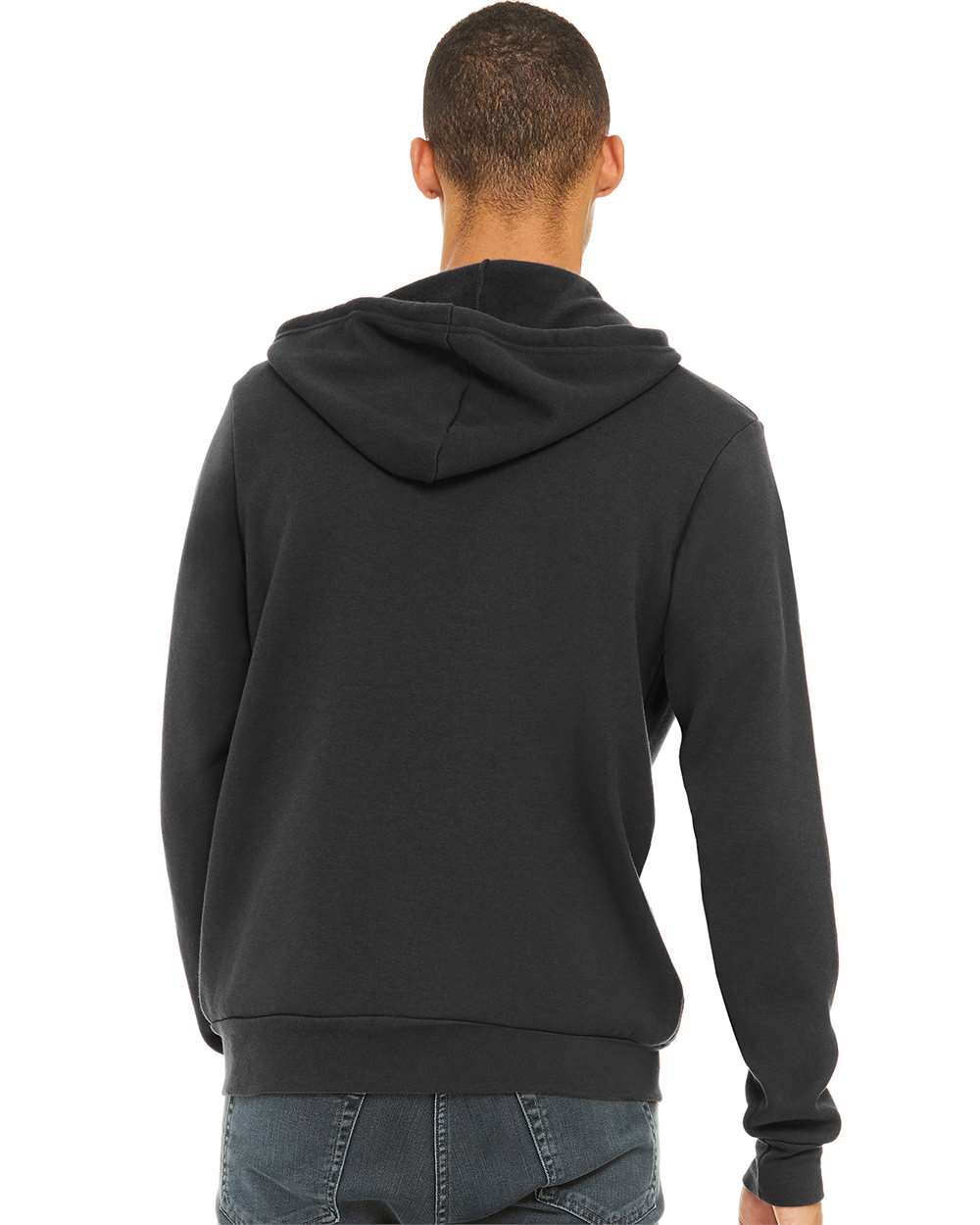 Unisex Sponge Fleece Full-Zip Hoodie - OnModelBack - B80406202 - Dark Grey