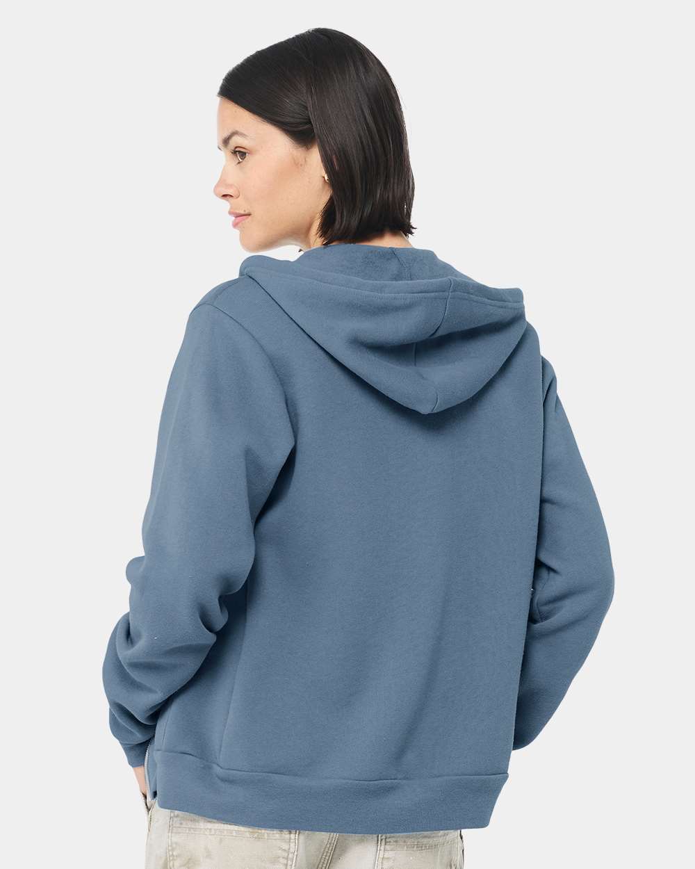 Unisex Sponge Fleece Full-Zip Hoodie - OnModelBack - B80406212 - Steel Blue