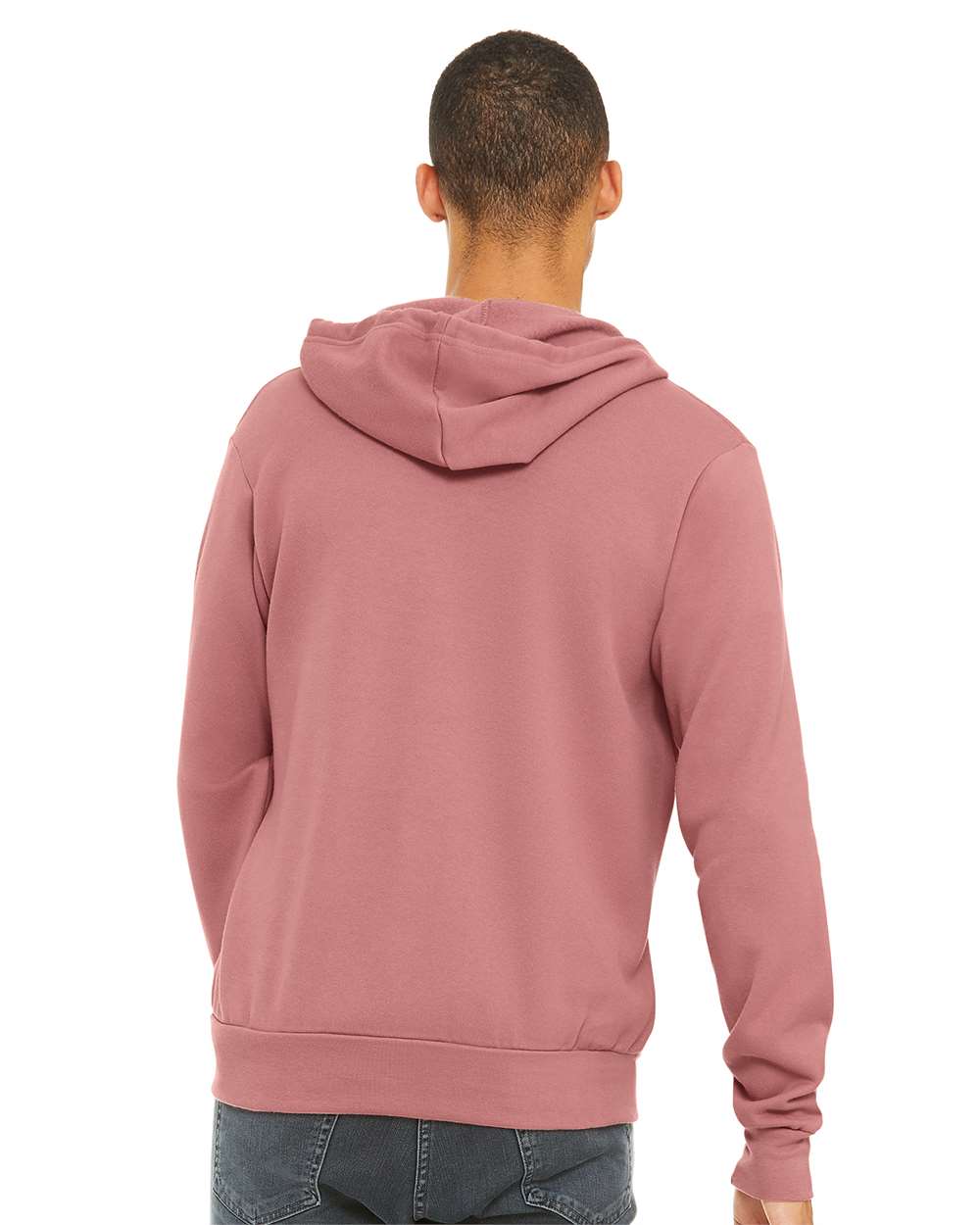 Unisex Sponge Fleece Full-Zip Hoodie - OnModelBack - B80406282 - Mauve