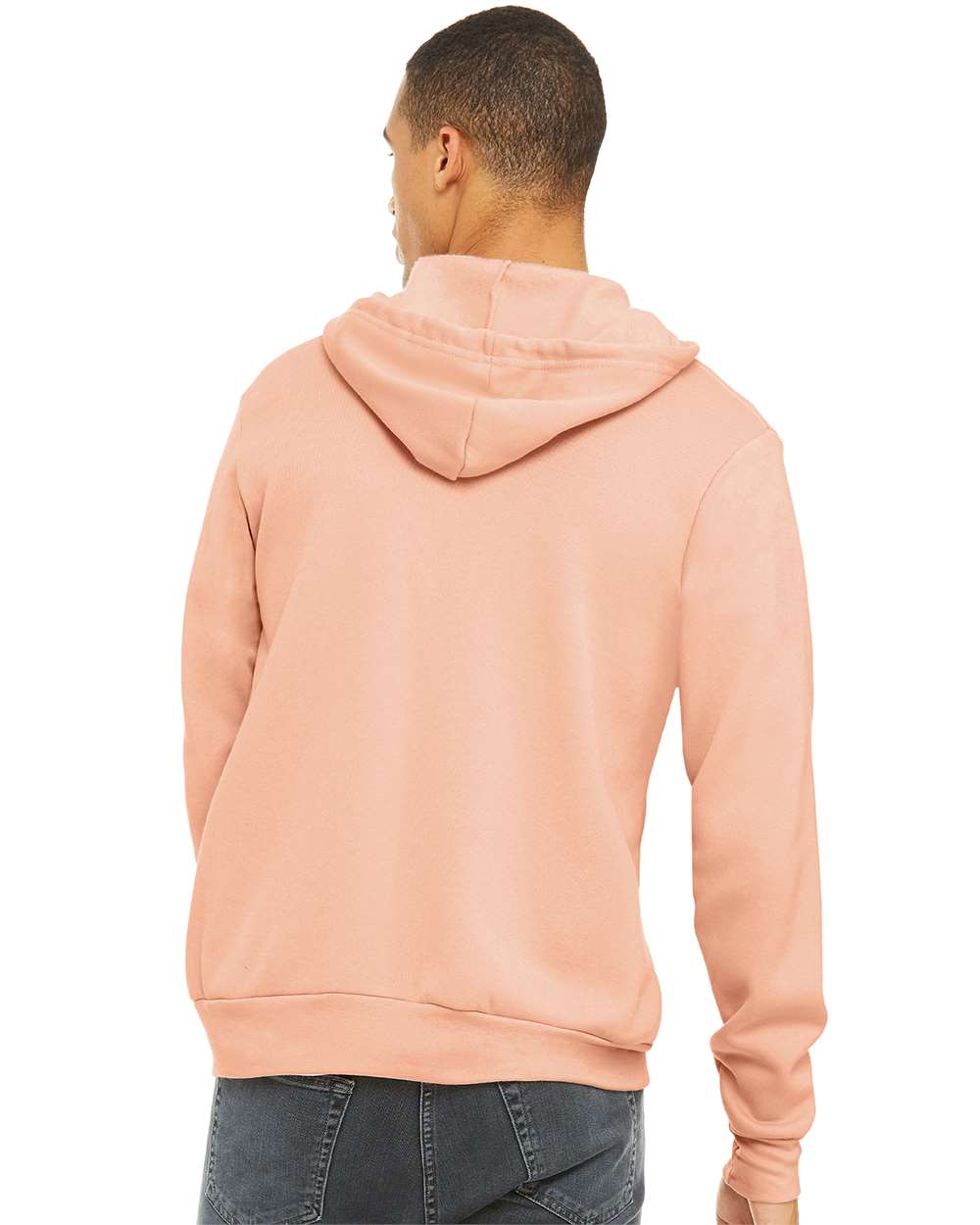 Unisex Sponge Fleece Full-Zip Hoodie - OnModelBack - B80406332 - Peach