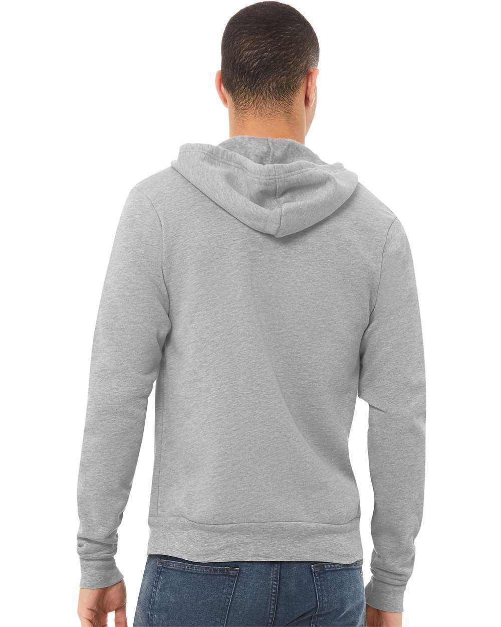 Unisex Sponge Fleece Full-Zip Hoodie - OnModelBack - B80406352 - Athletic Heather