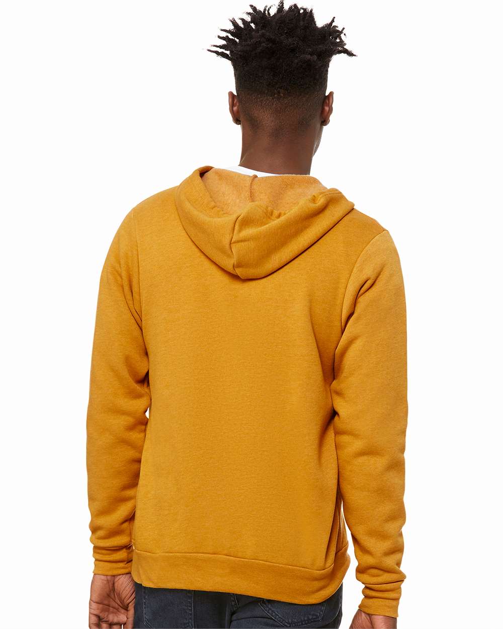 Unisex Sponge Fleece Full-Zip Hoodie - OnModelBack - B80406402 - Heather Mustard