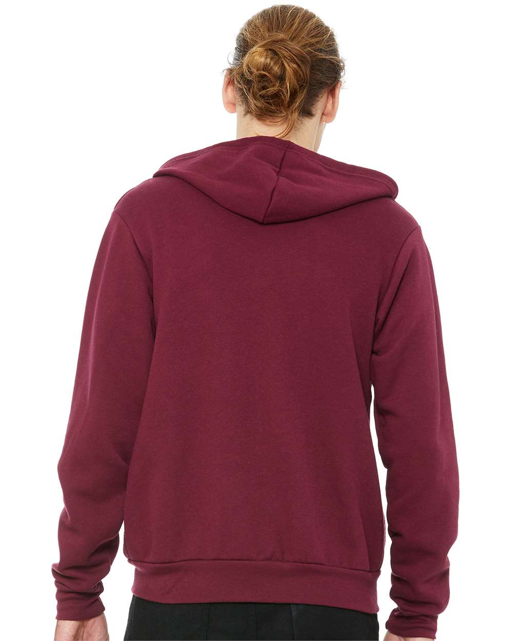 Unisex Sponge Fleece Full-Zip Hoodie - OnModelBack - B80406532 - Maroon