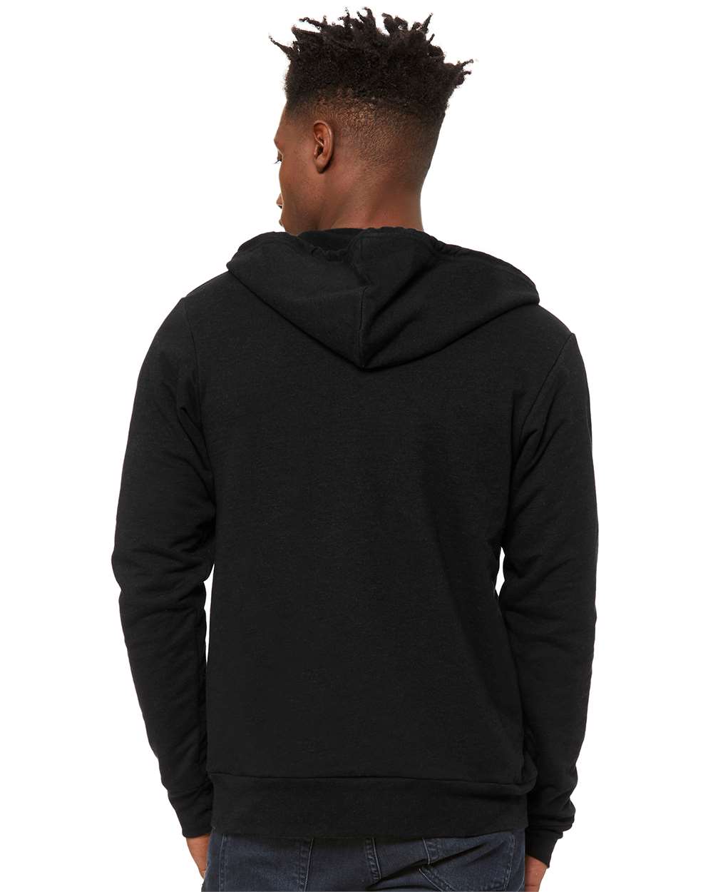 Unisex Sponge Fleece Full-Zip Hoodie - OnModelBack - B80406542 - Black Heather