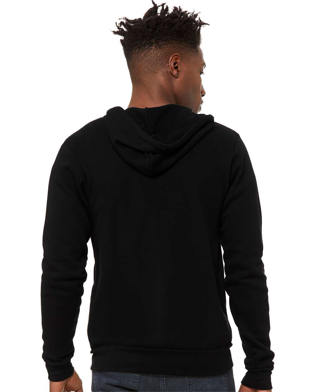 Unisex Sponge Fleece Full-Zip Hoodie - OnModelBack - B80406552 - DTG Black