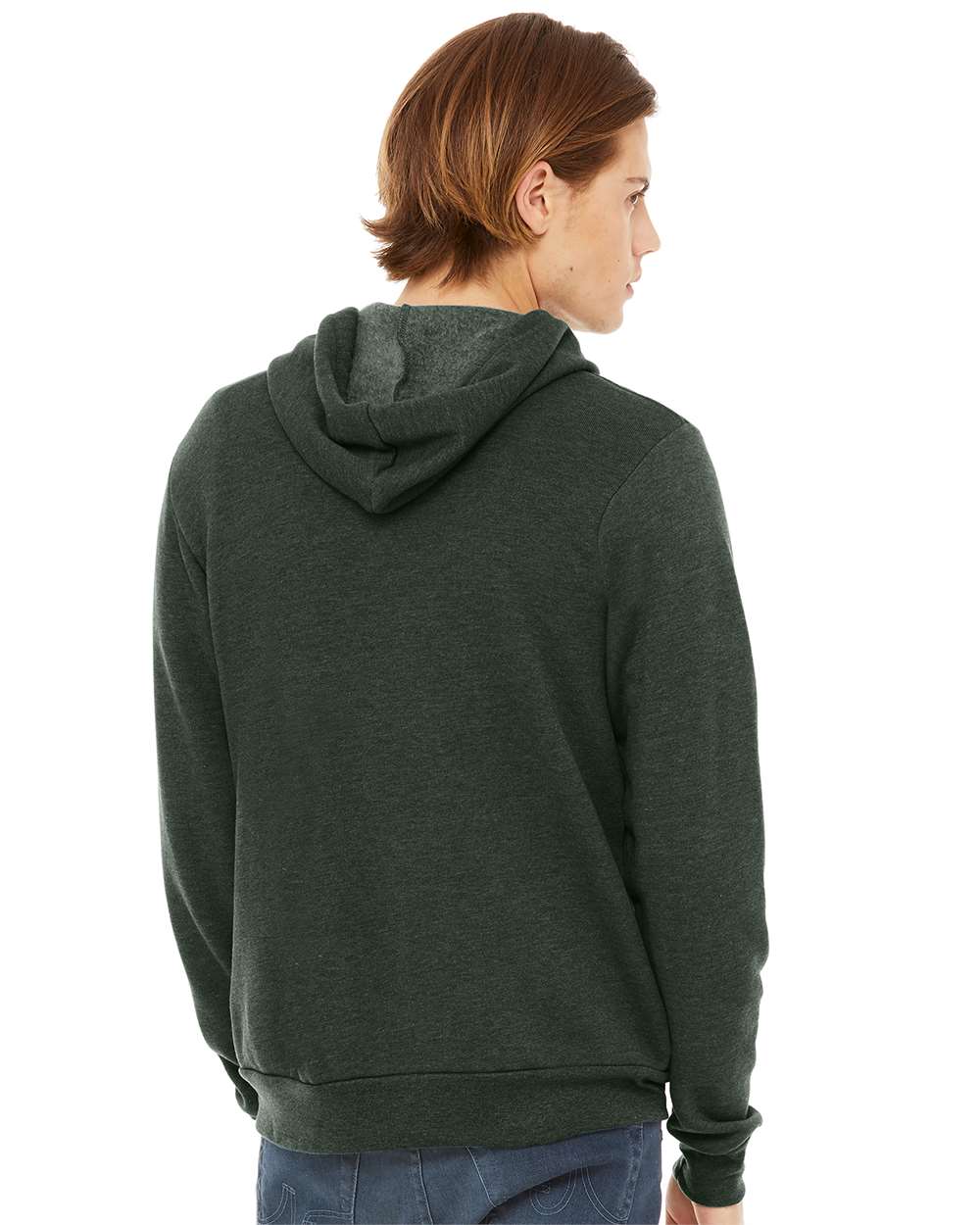 Unisex Sponge Fleece Full-Zip Hoodie - OnModelBack - B80406572 - Heather Forest