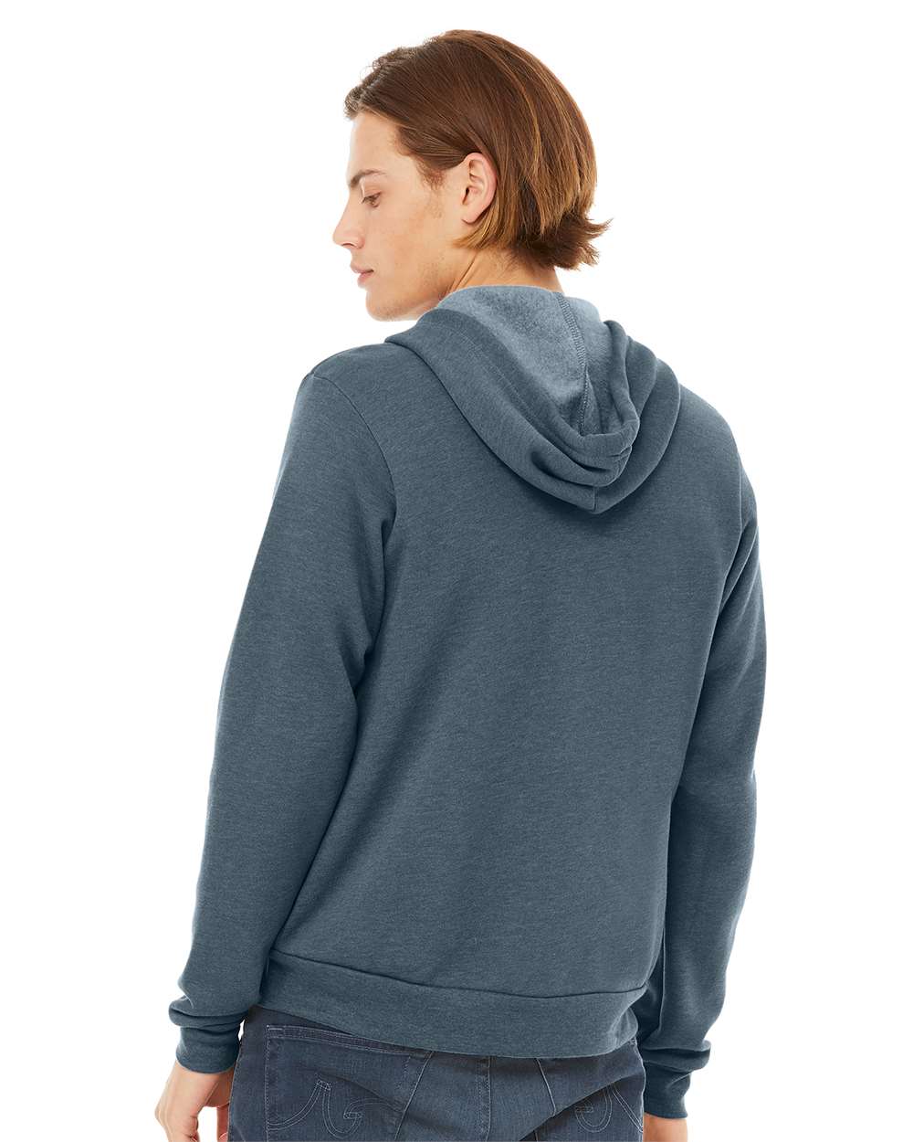 Unisex Sponge Fleece Full-Zip Hoodie - OnModelBack - B80406622 - Heather Slate