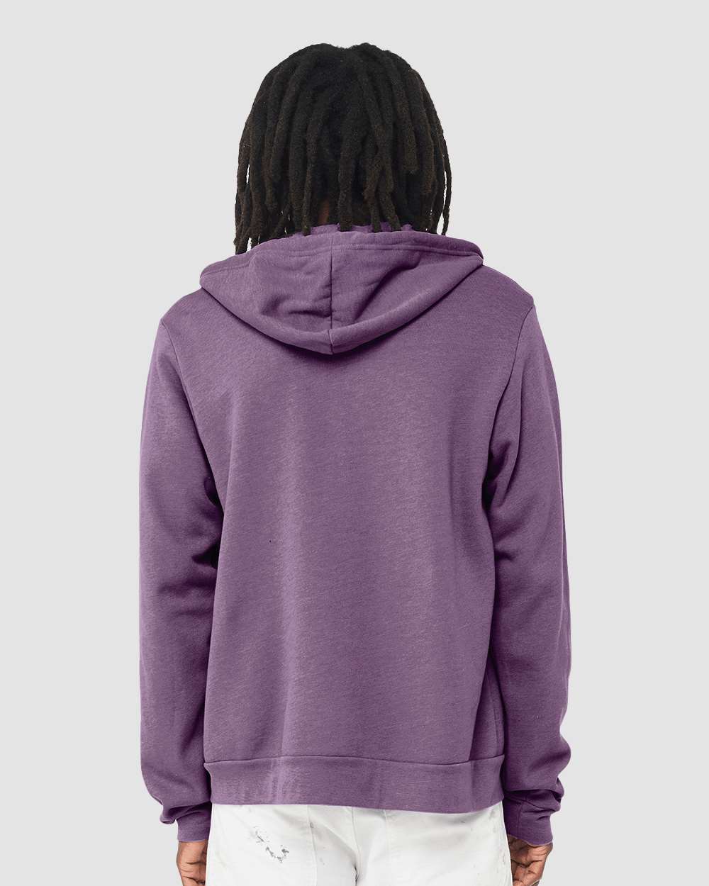 Unisex Sponge Fleece Full-Zip Hoodie - OnModelBack - B80406642 - Heather Team Purple