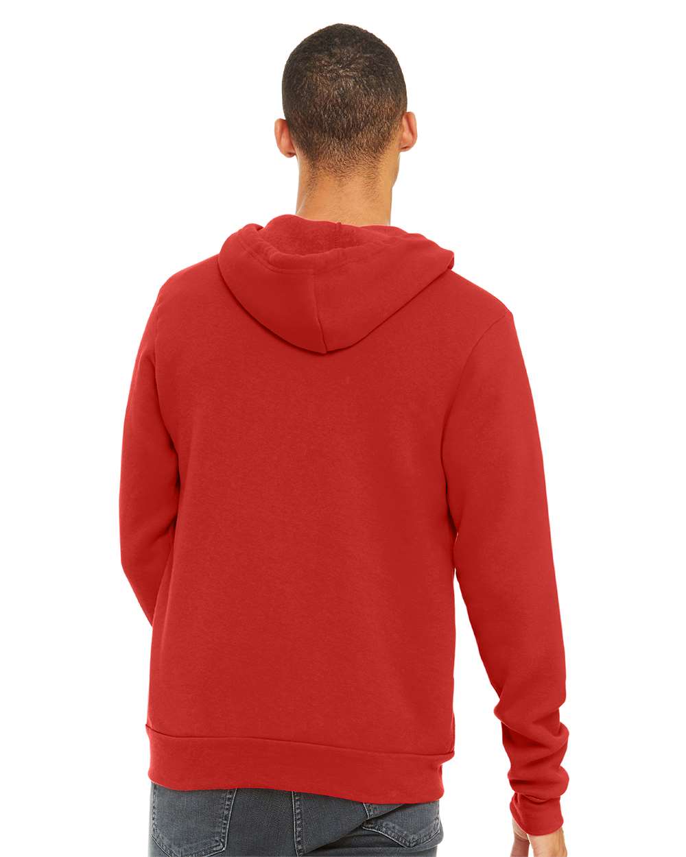 Unisex Sponge Fleece Full-Zip Hoodie - OnModelBack - B80406702 - Red