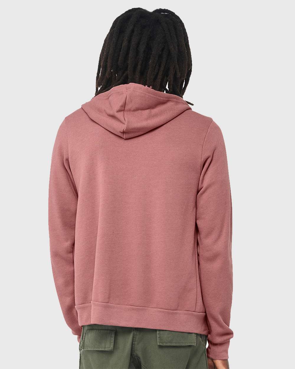 Unisex Sponge Fleece Full-Zip Hoodie - OnModelBack - B80406722 - Heather Mauve