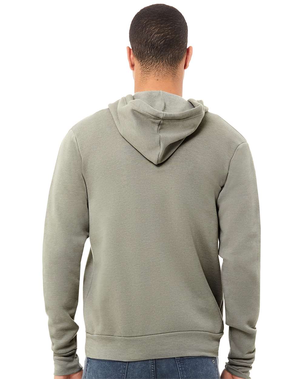 Unisex Sponge Fleece Full-Zip Hoodie - OnModelBack - B80406732 - Heather Stone