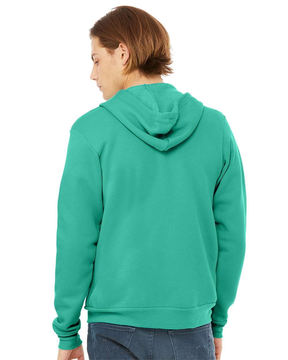 Unisex Sponge Fleece Full-Zip Hoodie - OnModelBack - B80406762 - Teal