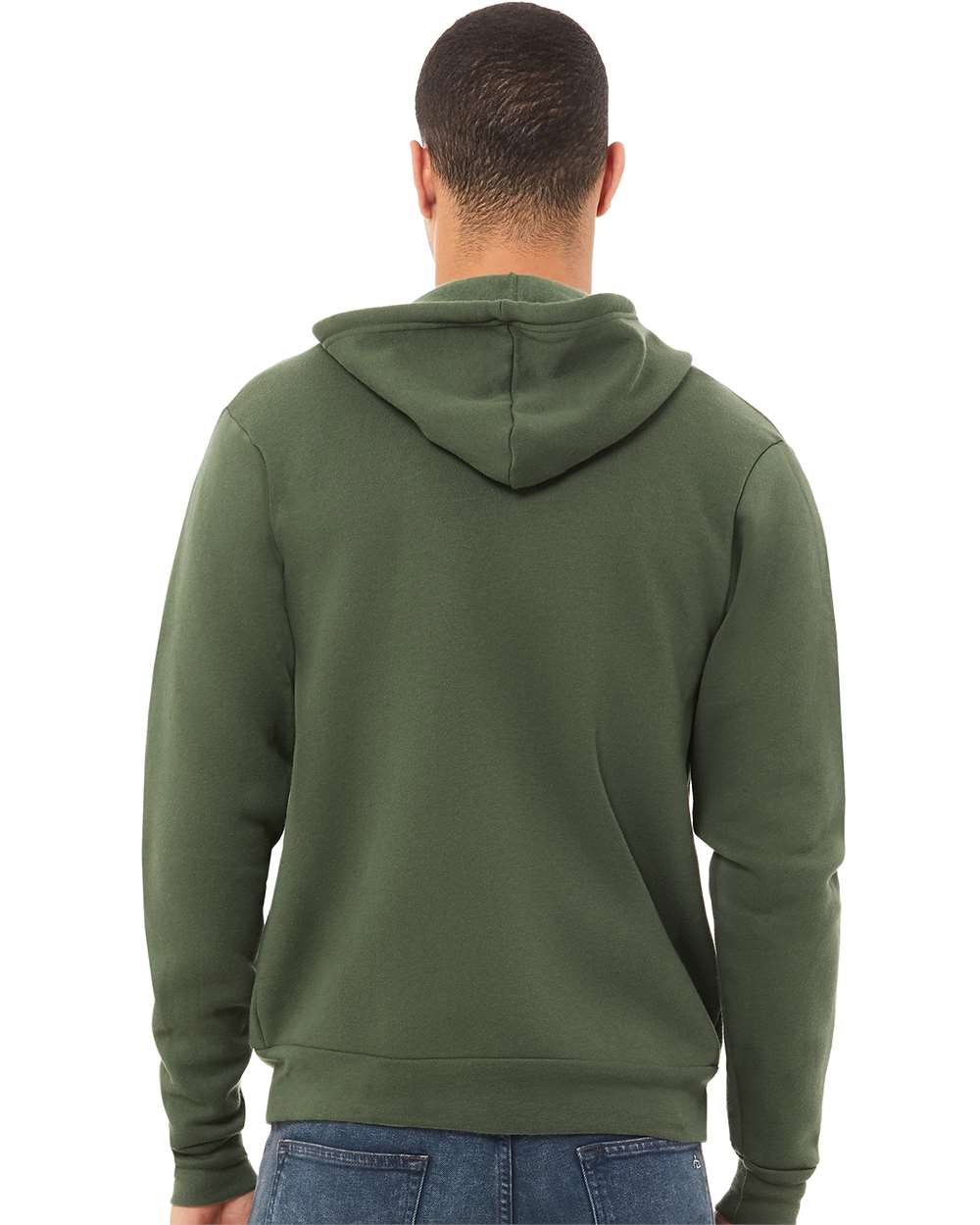 Unisex Sponge Fleece Full-Zip Hoodie - OnModelBack - B80406982 - Military Green