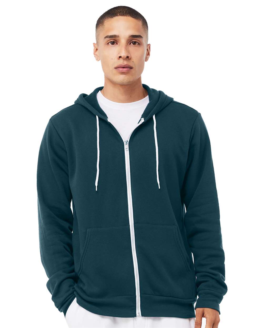 Unisex Sponge Fleece Full-Zip Hoodie - OnModelFront - B80406472 - Atlantic