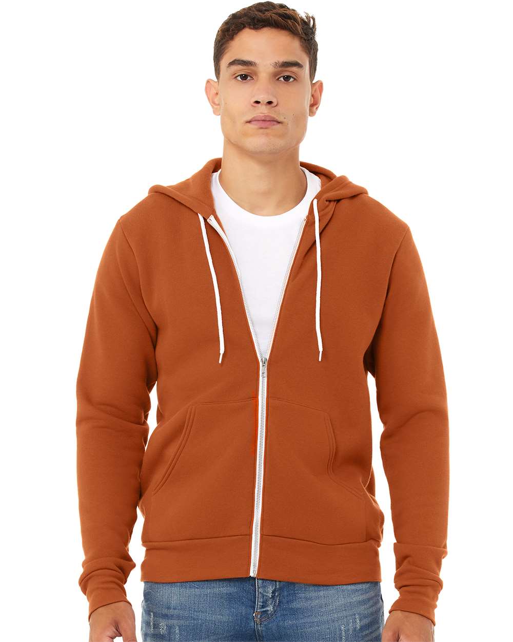 Unisex Sponge Fleece Full-Zip Hoodie - OnModelFront - B80406582 - Autumn