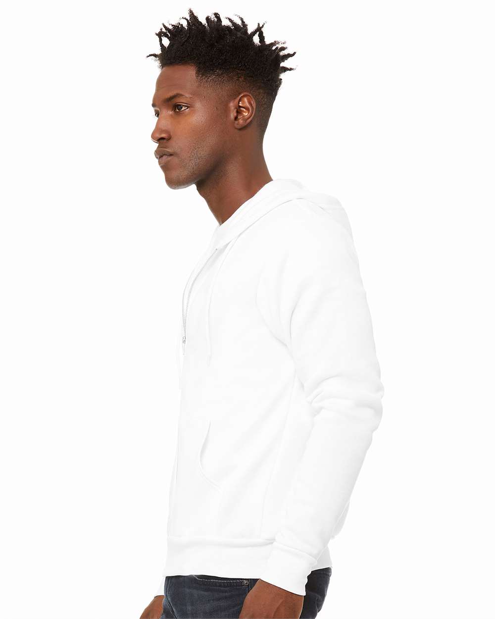 Unisex Sponge Fleece Full-Zip Hoodie - OnModelSide - B80406012 - DTG White