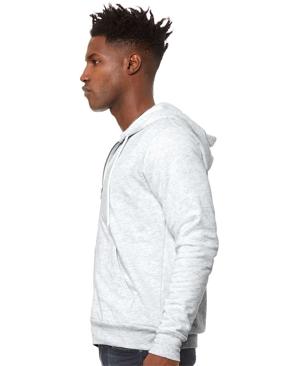 Unisex Sponge Fleece Full-Zip Hoodie - OnModelSide - B80406022 - Ash