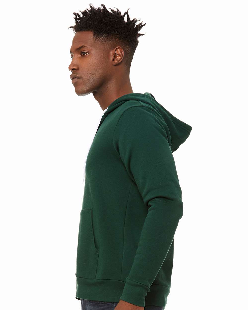 Unisex Sponge Fleece Full-Zip Hoodie - OnModelSide - B80406042 - Forest