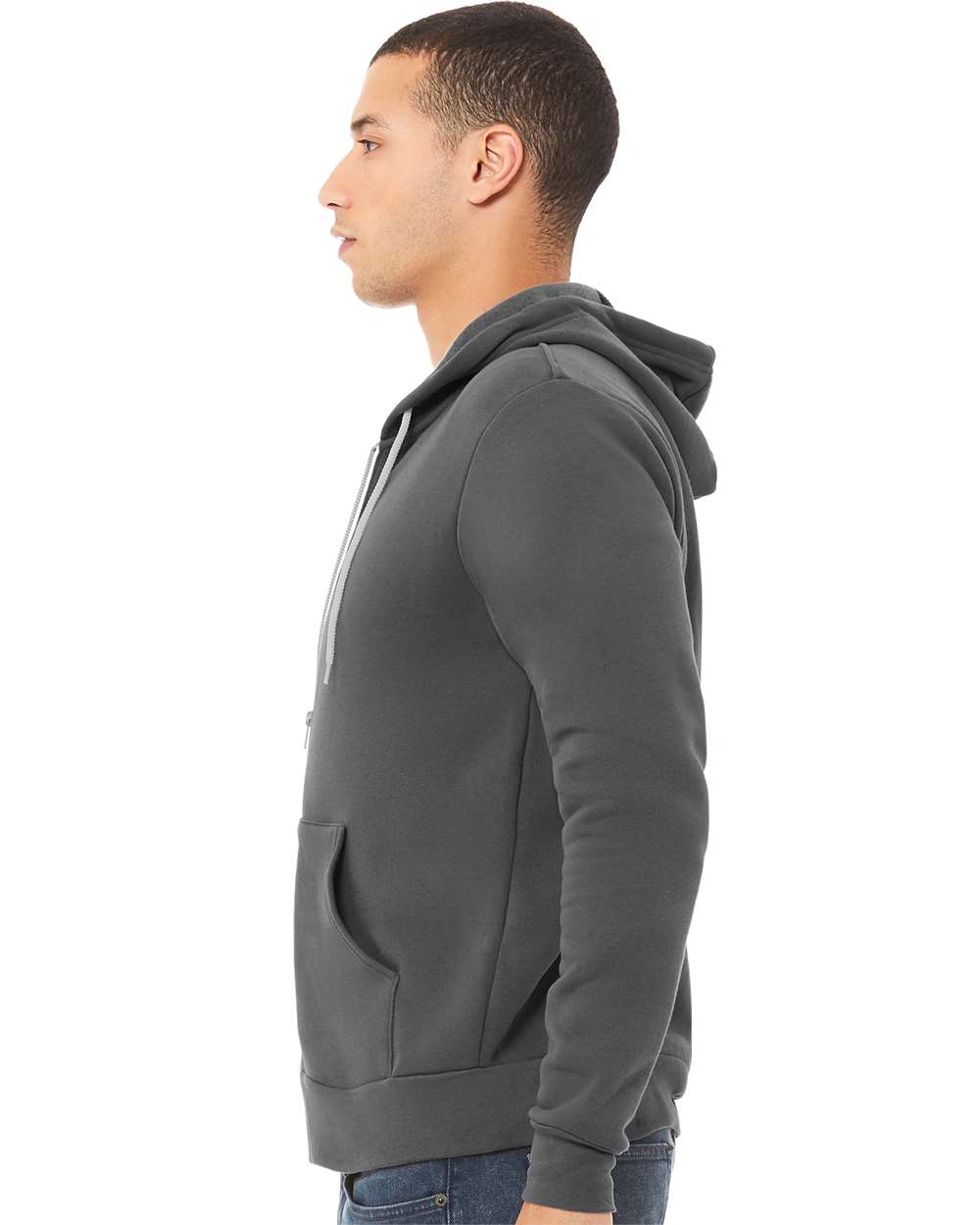 Unisex Sponge Fleece Full-Zip Hoodie - OnModelSide - B80406092 - Asphalt