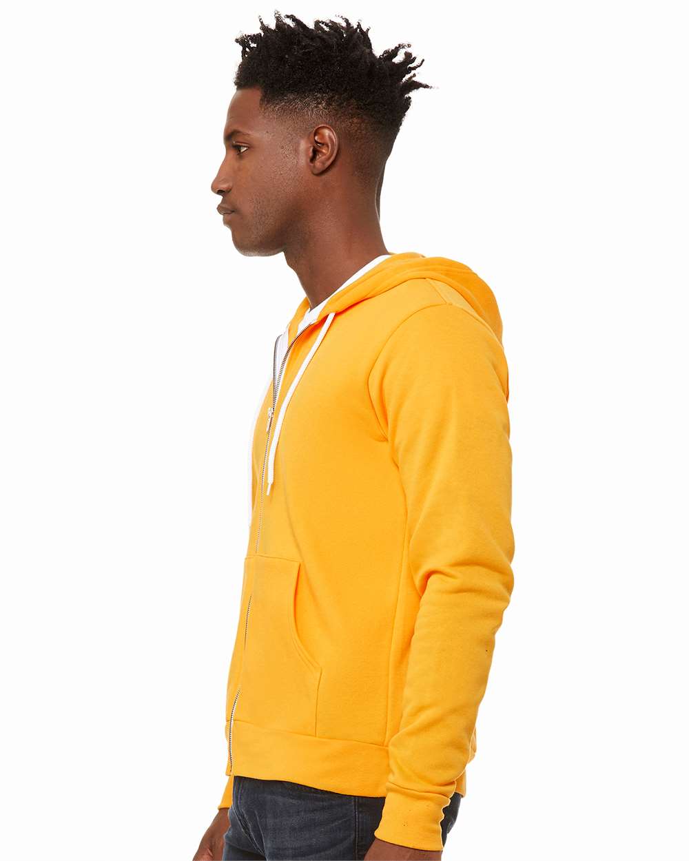 Unisex Sponge Fleece Full-Zip Hoodie - OnModelSide - B80406122 - Gold