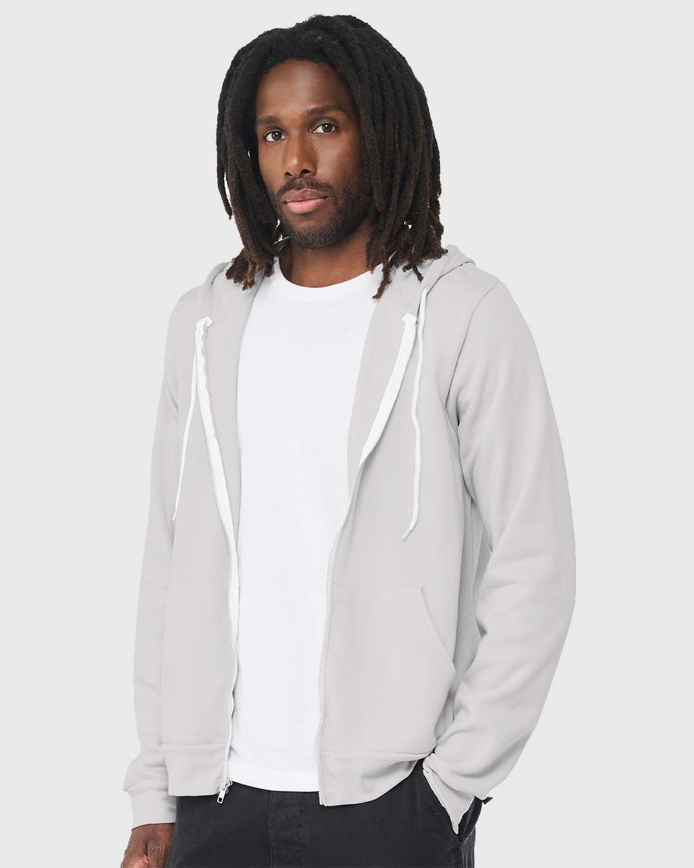 Unisex Sponge Fleece Full-Zip Hoodie - OnModelSide - B80406182 - Silver