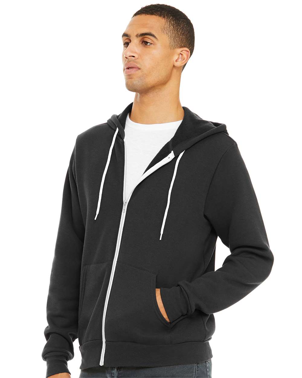 Unisex Sponge Fleece Full-Zip Hoodie - OnModelSide - B80406202 - Dark Grey