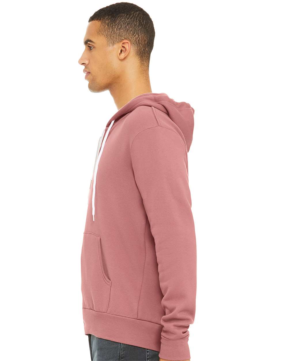 Unisex Sponge Fleece Full-Zip Hoodie - OnModelSide - B80406282 - Mauve