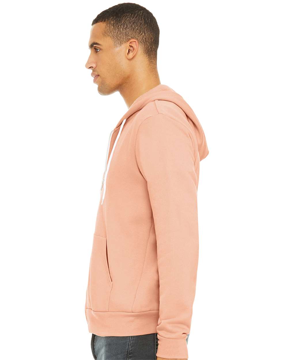 Unisex Sponge Fleece Full-Zip Hoodie - OnModelSide - B80406332 - Peach