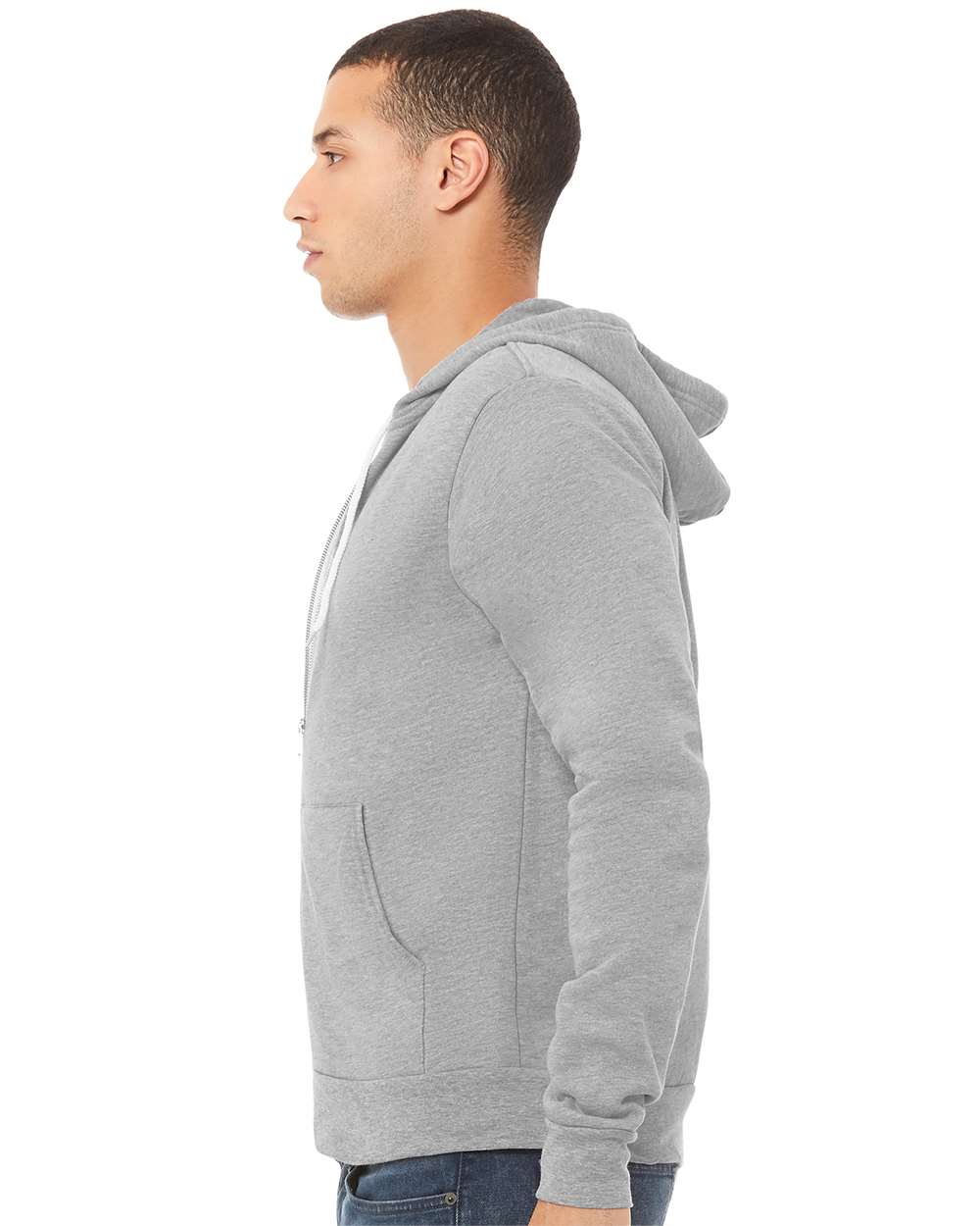 Unisex Sponge Fleece Full-Zip Hoodie - OnModelSide - B80406352 - Athletic Heather