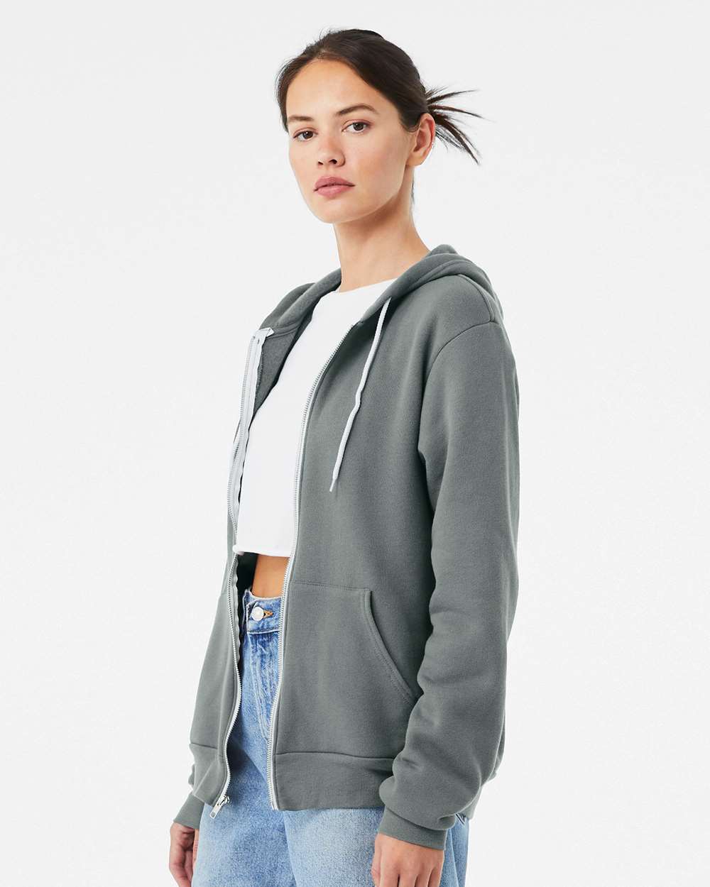Unisex Sponge Fleece Full-Zip Hoodie - OnModelSide - B80406462 - Blue Storm