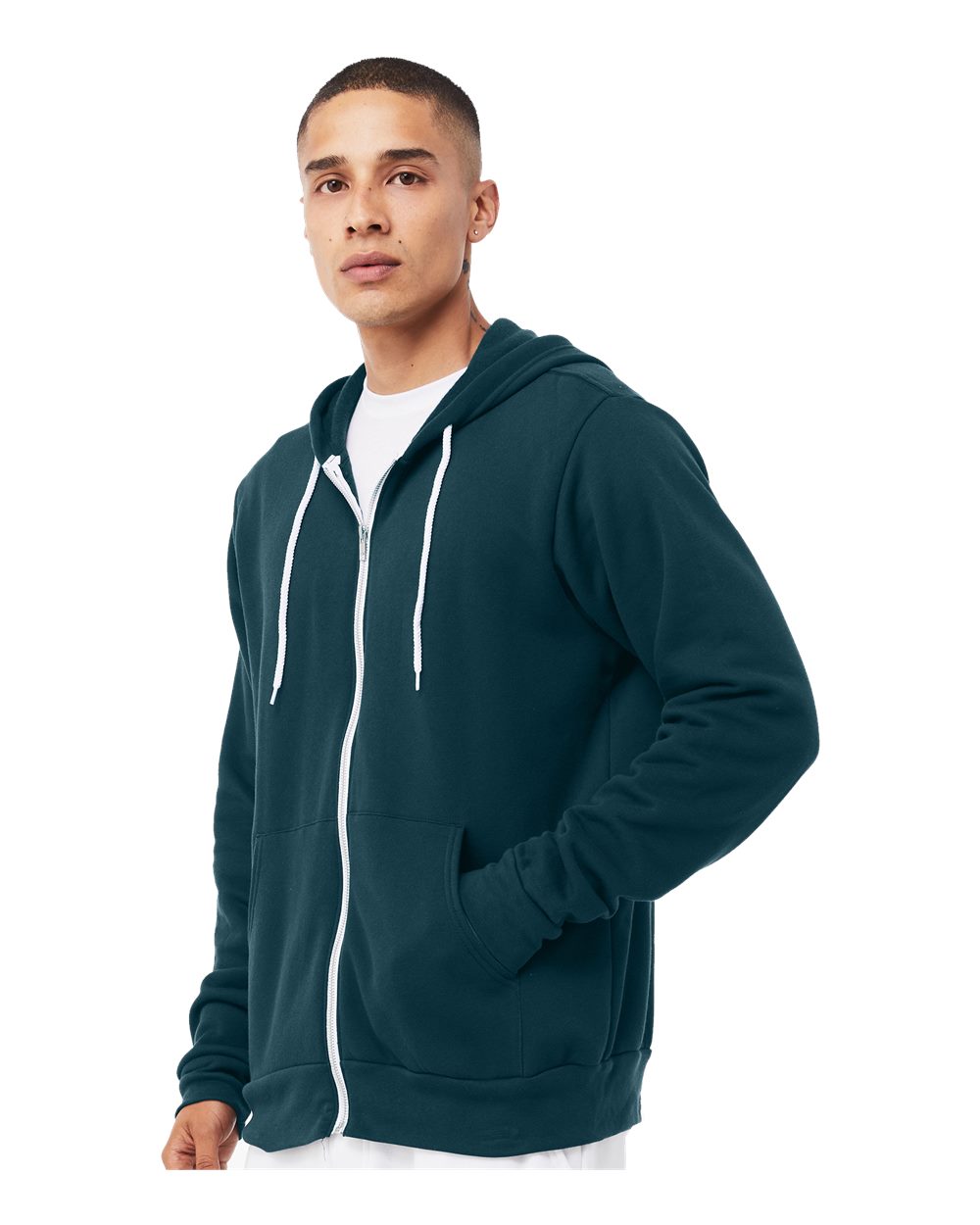 Unisex Sponge Fleece Full-Zip Hoodie - OnModelSide - B80406472 - Atlantic
