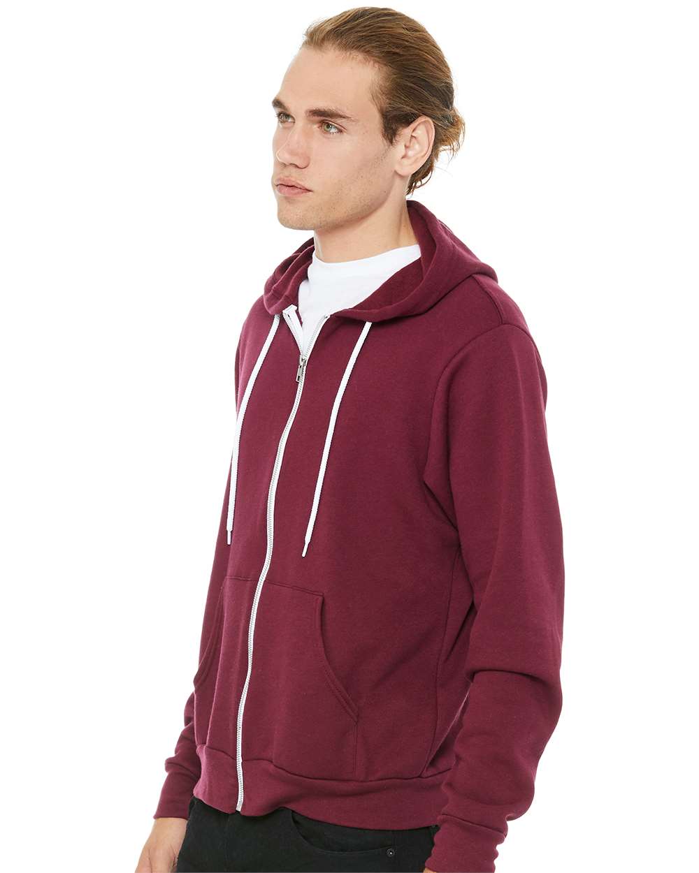 Unisex Sponge Fleece Full-Zip Hoodie - OnModelSide - B80406532 - Maroon