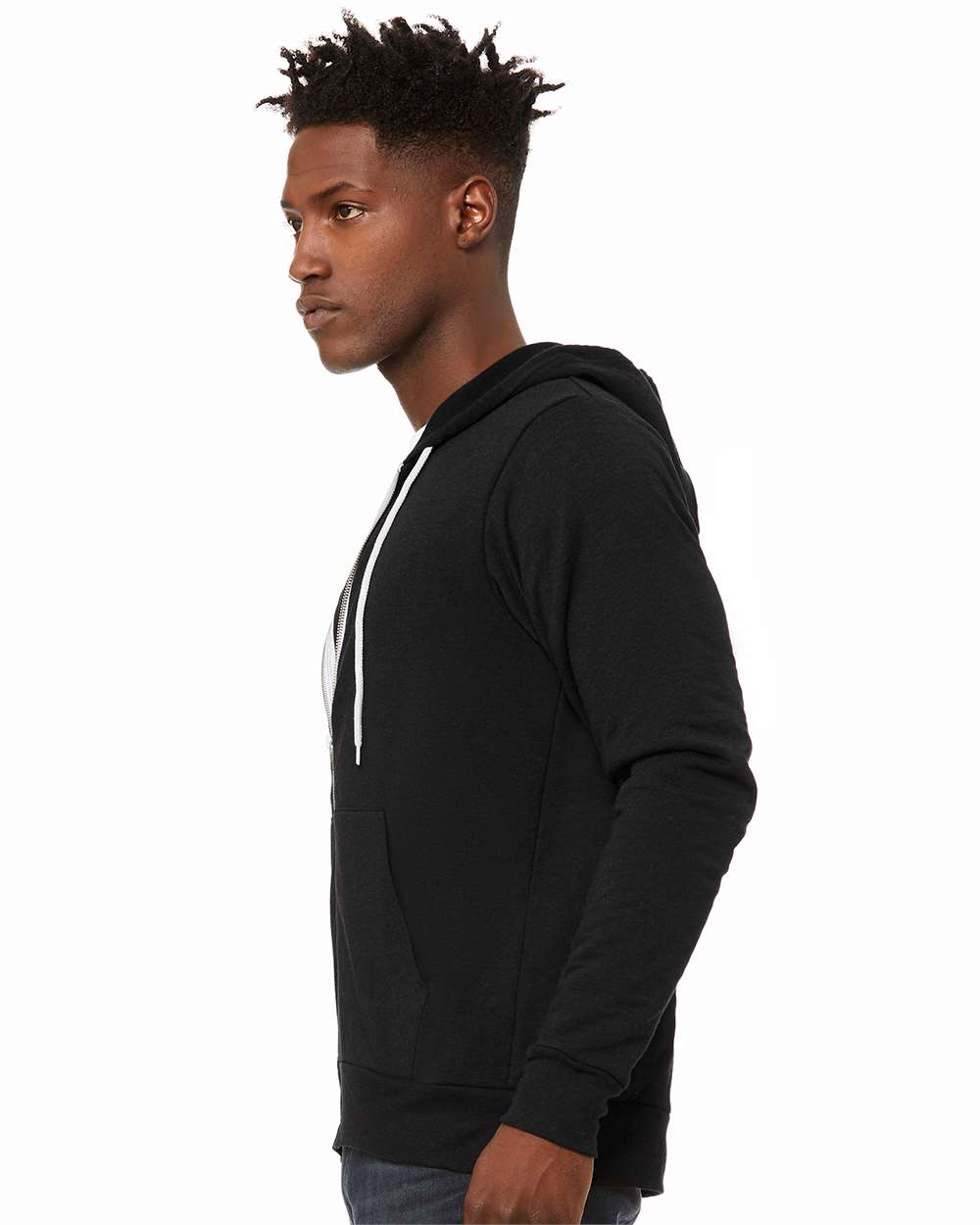 Unisex Sponge Fleece Full-Zip Hoodie - OnModelSide - B80406542 - Black Heather