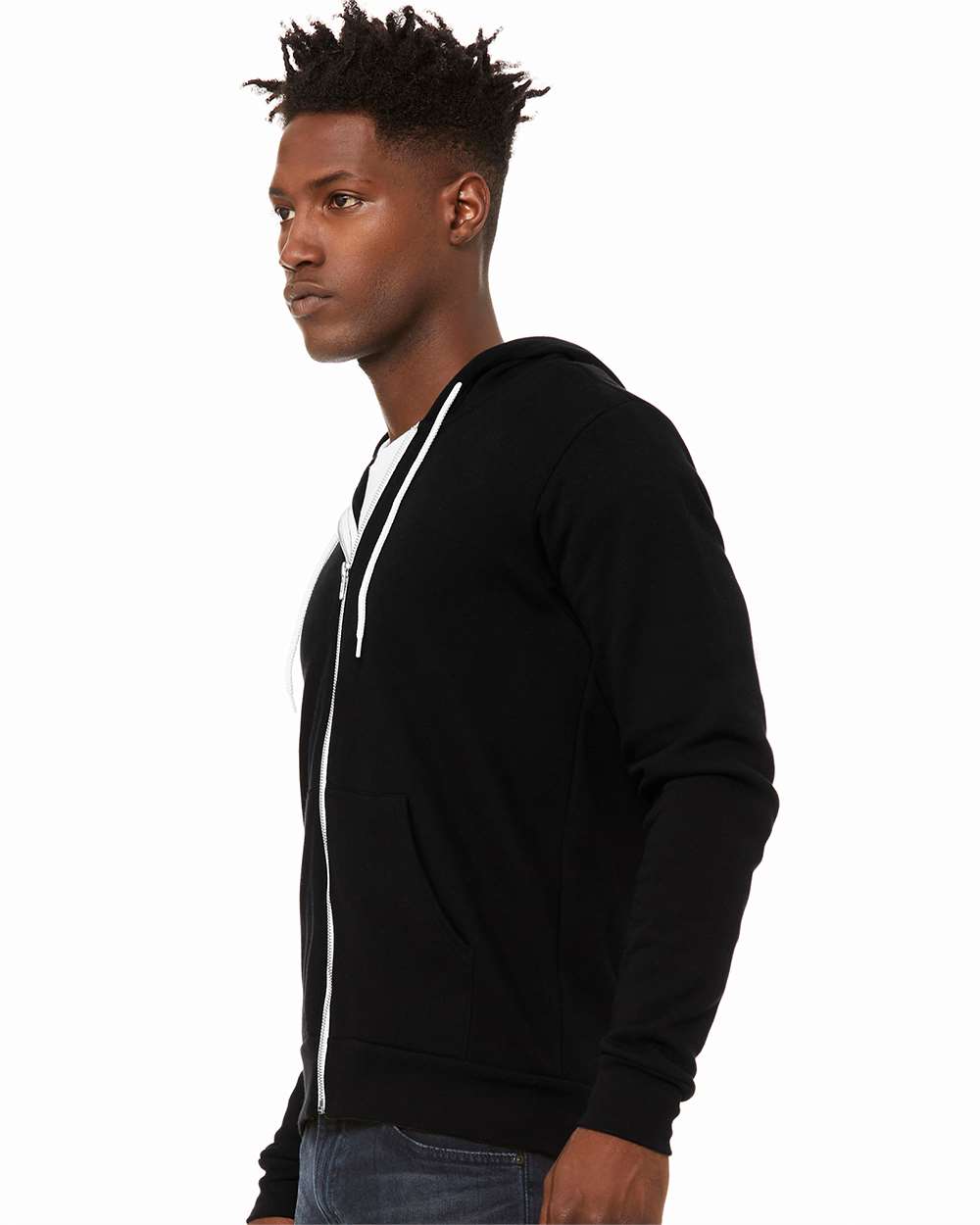Unisex Sponge Fleece Full-Zip Hoodie - OnModelSide - B80406552 - DTG Black