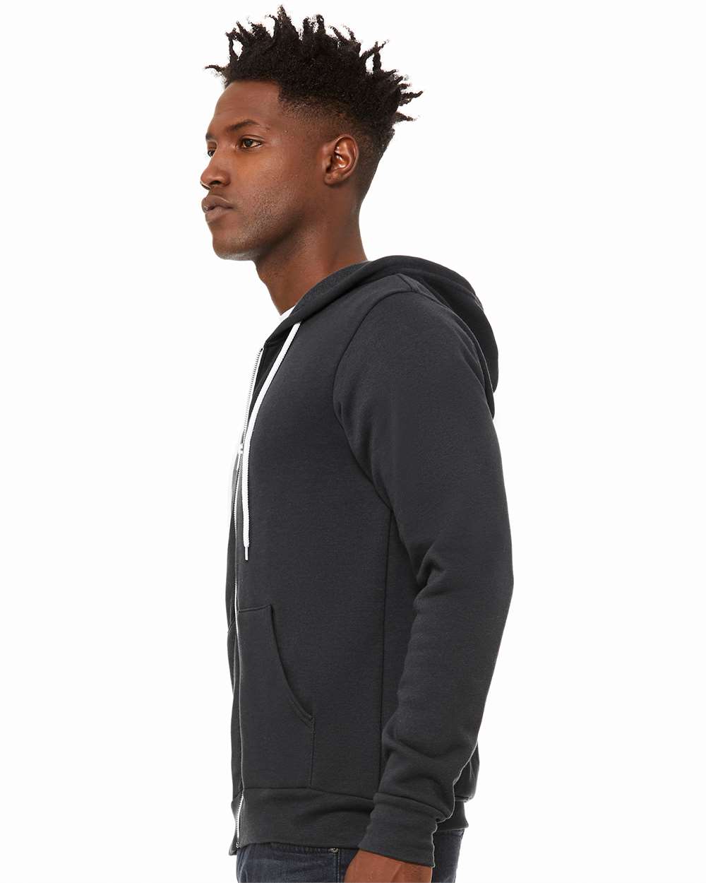 Unisex Sponge Fleece Full-Zip Hoodie - OnModelSide - B80406562 - DTG Dark Grey