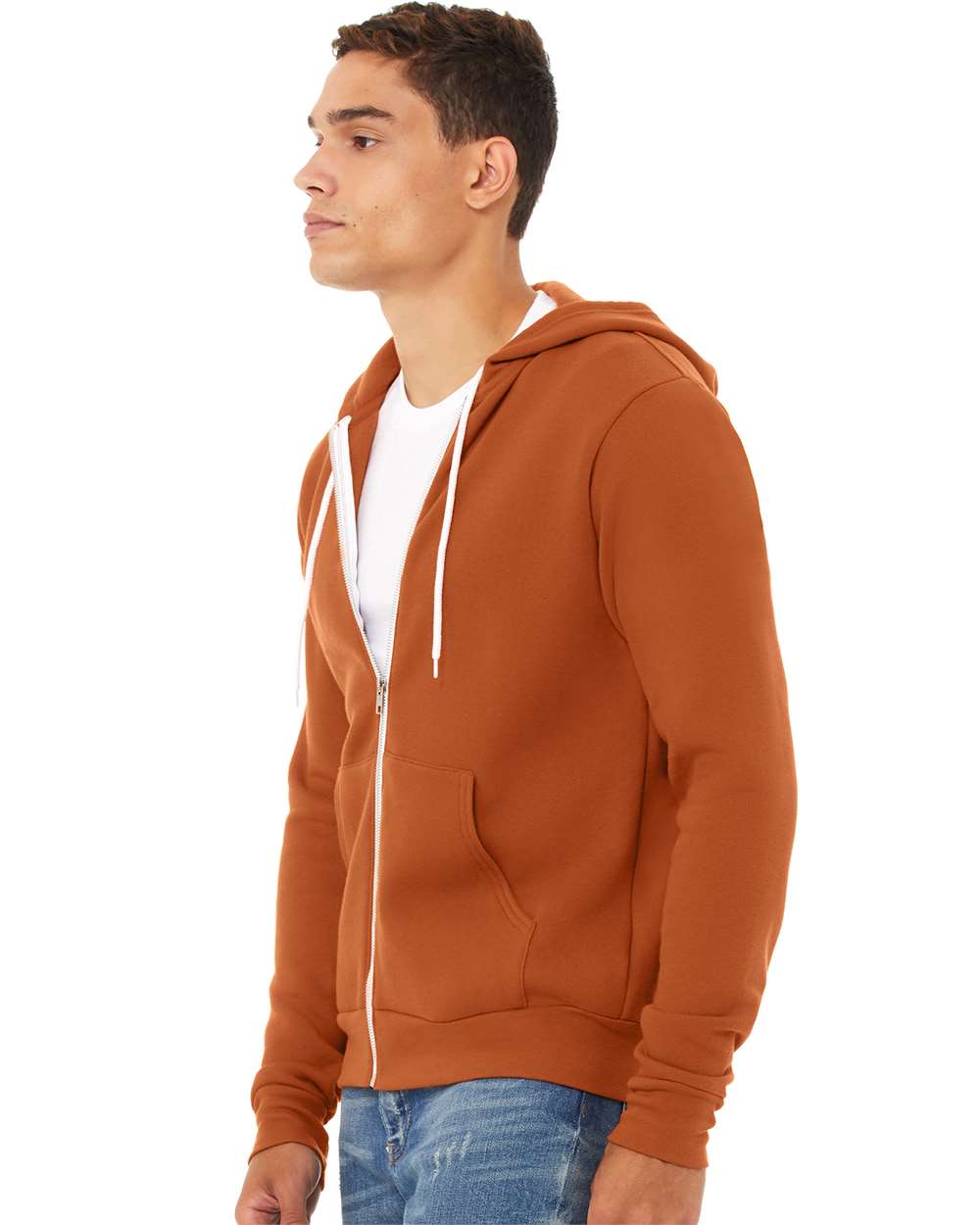 Unisex Sponge Fleece Full-Zip Hoodie - OnModelSide - B80406582 - Autumn