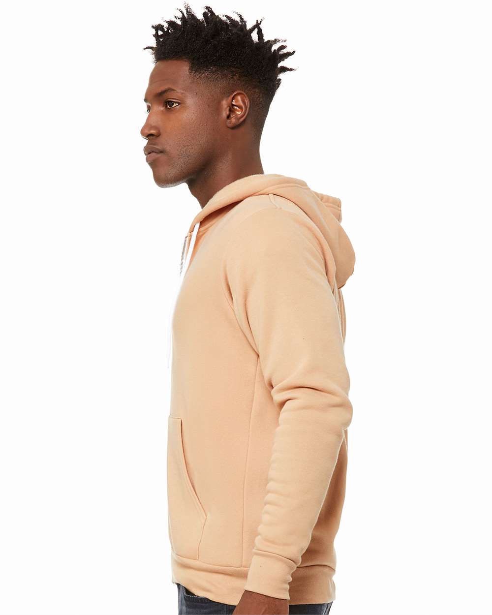 Unisex Sponge Fleece Full-Zip Hoodie - OnModelSide - B80406612 - Heather Sand Dune