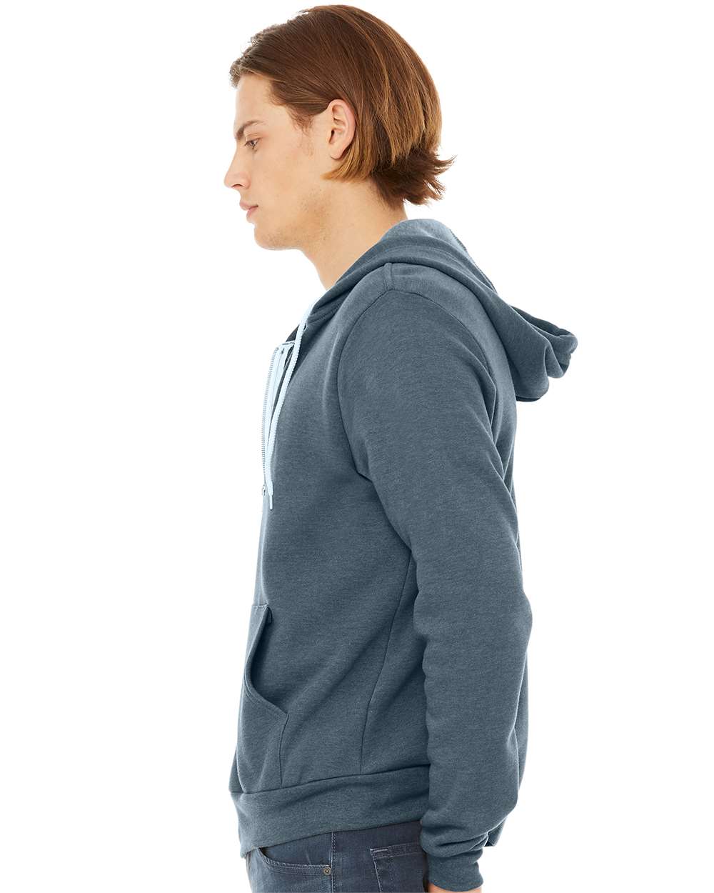 Unisex Sponge Fleece Full-Zip Hoodie - OnModelSide - B80406622 - Heather Slate