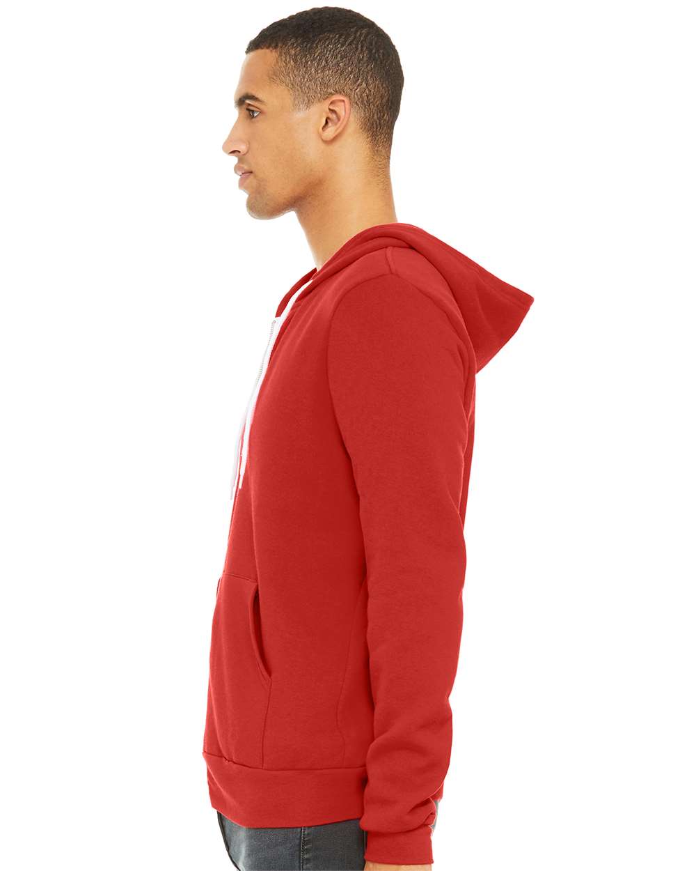 Unisex Sponge Fleece Full-Zip Hoodie - OnModelSide - B80406702 - Red